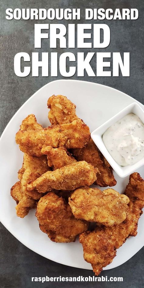 These sourdough discard fried chicken strips are tender, juicy, and crispy. They have just a slight tang from the sourdough discard. Sourdough Chicken, Homemade Fried Chicken, Fried Chicken Strips, Dry Ranch Dressing Mix, Dry Ranch Dressing, Fried Chicken Tenders, Starter Recipe, Sourdough Starter Recipe, Air Fried Chicken