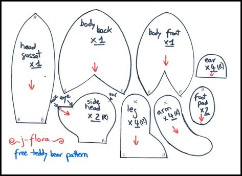 Teddy Bear Outline, Memory Bears Pattern Free, Bear Patterns Sewing, Memory Bear Pattern, Bear Sewing Pattern, Sewing Pattern Free, Bear Template, Teddy Bear Patterns Free, Memory Bears Pattern