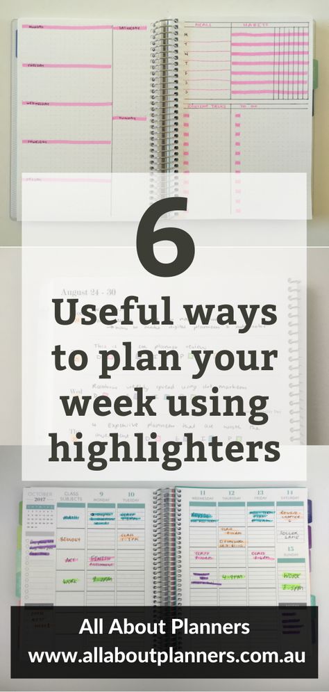 6 Useful ways to efficiently plan your week using highlighters Planner Highlighting Ideas, Planner Decorating Ideas, Plan My Week, Planner Spread Inspiration, Plan Your Week, Planner Spreads, Budget Planner Template, My Planner, College Tips