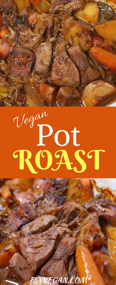 Easy To Digest Vegan Meals, Vegetarian Southern Food, Jackfruit Pot Roast, Vegan Pot Roast, Vegan Soulfood, Vegan Soul Food, Jackfruit Recipes, Pot Roast Recipe, Vegan Meat