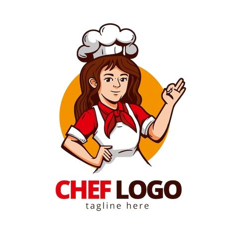 Vector detailed female chef logo templat... | Premium Vector #Freepik #vector #chef-logo #logo-templates #business-logo #company-logo Female Chef Logo, Business And Advertising, Chef Logo, Kitchen Logo, Chiefs Logo, Logo Face, Female Chef, Free Psd Files, Food Graphic Design