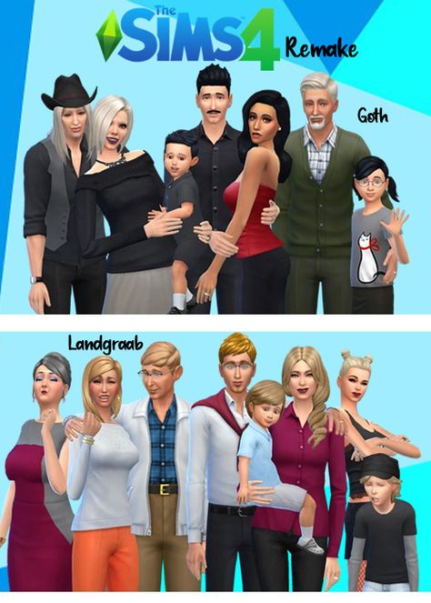 SakuraLeon : ♥ Sims 4 Remake (Goth & Landgraab) ♥ Total 2 poses... Sims 4 Character Ideas, Sims 4 Gallery, Sims 4 Family, Sims 4 Anime, Group Poses, Sims 4 Characters, Sims 4 Cas, Sims 4 Game, Ideas Family