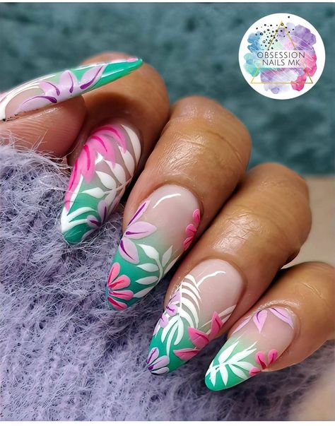 Hawaii Nail Ideas, Island Vacation Nails, Vacation Nails Summer, Serenity Nails, Cut Dog Nails, Tropical Nail Designs, Nails Vacation, Stilleto Nails Designs, Nail Trimming