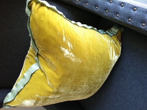 Pair of fantastic chartreuse crushed velvet pillows with ruched trim detail---from Huff Harrington Home, Atlanta Tinkerbell Room, Lemon Color, Sutton Place, Velvet Pillows, Crushed Velvet, Trim Detail, Inspiration Board, Soft Furnishings, Christmas Themes