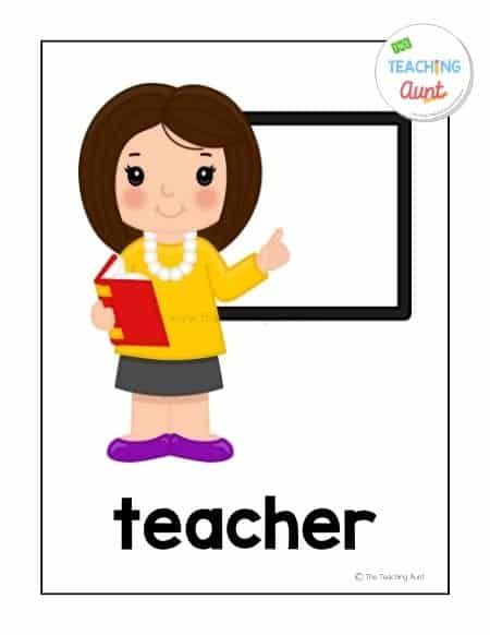 Teacher Community Helper, Occupation Flashcards, Community Helpers Flashcards, Community Helpers Worksheets Preschool, Community Helpers Pictures, Flashcards Free Printable, English Pictures, Teacher Jobs, Community Helpers Worksheets