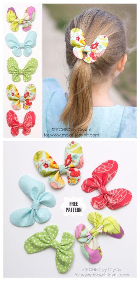 DIY Butterfly Hair Bow Free Sewing Pattern | Fabric Art DIY Fabric Art Diy, Girls Hair Bows Diy, Buat Pita, Hair Bow Tutorial, Fabric Hair Bows, Fabric Sewing Patterns, Diy Butterfly, Fabric Butterfly, Free Sewing Pattern