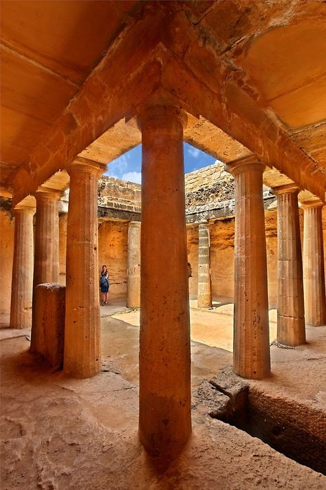 "Tombs of the Kings - Paphos, Cyprus" by Hercules Milas | Redbubble #Cyprus #Cypriot #Paphos #Pafos #tombs #of #the #kings #ancient #antiquity #archeology #archaeological #site #sites #Unesco #World #Heritage #columns #pillars #tomb #grave #underground #architecture #architectural #culture #cultural #atmosphere #atmospheric #impressive #important #spectacular #travel #destination #destinations #sight #sights #sightseeing #attractions #unique #majestic #preserved #Mediterranean #island #islands Paphos Cyprus Aesthetic, Cyprus Culture, Cypriot Culture, Cyprus Architecture, Cyprus Aesthetic, Underground Architecture, Cyprus Paphos, Paphos Cyprus, Enchanted Island