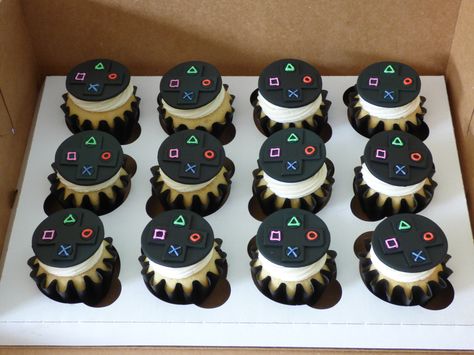 Playstation Cupcakes, Themed Cake Ideas, Xbox Birthday Party, Birthday Cake Boys, Playstation Cake, Ideas For Birthday Cake, Birthday Cupcakes Boy, Video Game Cakes, Cupcake Videos