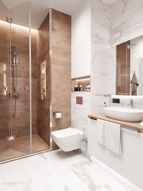 Banos Modernos Ideas, Bathroom With Shower And Toilet, Toilet And Bathroom Design, Luxury Bathroom Tiles, Modern Small Bathrooms, Small Bathroom Interior, Bathroom Decor Luxury, Washroom Design, Decor Baie