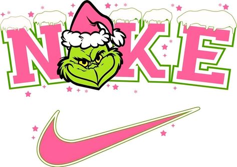 Pink Grinch Christmas, Diy Grinch Shirt, Grinch Svg Files, Vintage Grinch, Christmas Nike, Svg Nike, Pink Grinch, Pink Svg, Nike Svg