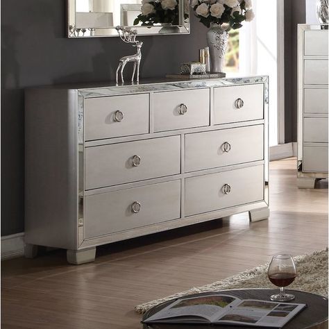 Rosdorf Park Isai 7 Drawer Double Dresser & Reviews | Wayfair Lined Drawers, Silver Dresser, 8 Drawer Dresser, Dresser Wood, 7 Drawer Dresser, 9 Drawer Dresser, Bedroom Panel, Wood Dresser, Headboard Designs