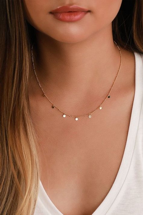 4d6e4749289c4ec58c0063a90deb3964desc51131171ri Dainty Jewelry Necklace, Sideways Initial Necklace, Minimalist Necklace Gold, Pretty Jewelry Necklaces, Gold Coin Necklace, Minimal Necklace, Initial Necklace Gold, Dainty Gold Necklace, Monogram Necklace