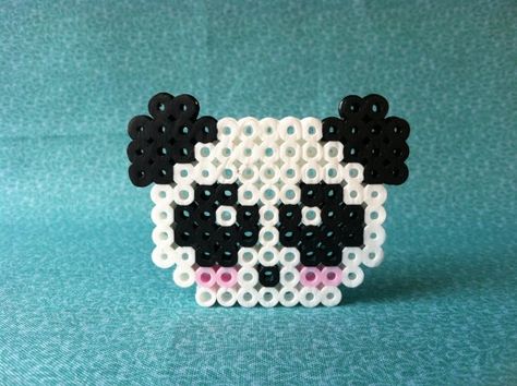 Panda^°^ Panda Perler Beads, Hama Beads Kawaii, Panda Face, Melty Bead Patterns, Beads Patterns, Fuse Bead Patterns, Hama Beads Design, Kawaii Panda, Perler Crafts