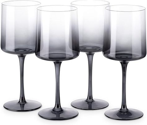 Amazon.com | Navaris Gray Square Wine Glasses (Set of 4) - Smoke Color Wine Glasses with Stems - Glassware with Stem for Serving Wine, Cocktails, Beer, Dessert: Wine Glasses Color Wine Glasses, Square Wine Glasses, Beer Dessert, Fancy Wine Glasses, Long Stem Wine Glasses, Dessert Squares, Colored Wine Glasses, Everyday Glasses, Decorated Wine Glasses