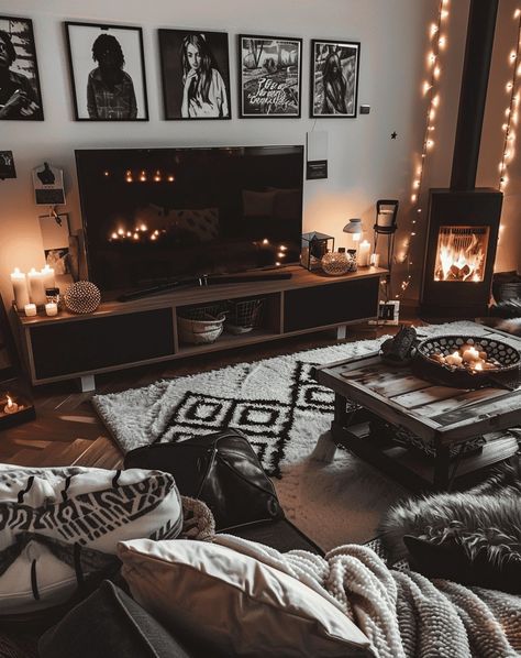 37 Boho Living Room Ideas (Inspirational Photo List) Dark Boho Living Room, Dark Home Decor, Apartment Living Room Design, Inspire Me Home Decor, Stylish Living Room, Apartment Decor Inspiration, Apartment Inspiration, Boho Living Room, Living Room Inspo