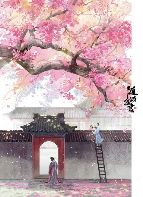 Korean Temple Drawing, Korean Painting Aesthetic, Chinese Temple Art, Ancient Korean Art, Beautiful Easy Drawings, Hanfu Art, Chinese Temple, Chinese Illustration, Korean Painting