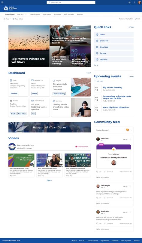 Sharepoint Design Ideas, Sharepoint Design, Sharepoint Intranet, Intranet Portal, Ui Design Dashboard, App Interface Design, App Interface, Corporate Training, Newsletter Design