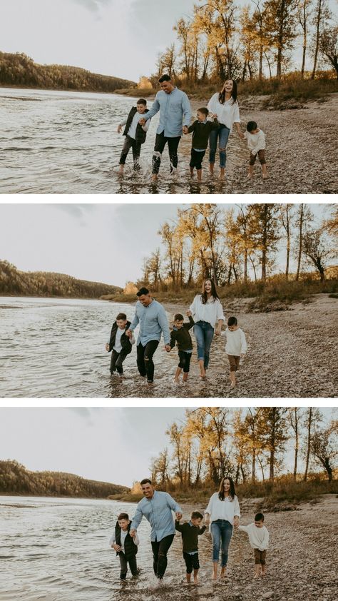 Outdoor photoshoot • family photoshoot • family fall photos • family river photos • Forever 22 Photography Family Mountain Photoshoot Outfits, Fall River Family Pictures, Family Pictures In Creek, Family Pictures Mountains Fall, Fall Family Pictures By Lake, River Photoshoot Ideas Family, Lake Pictures With Family, Family Pictures By River, Family River Pictures