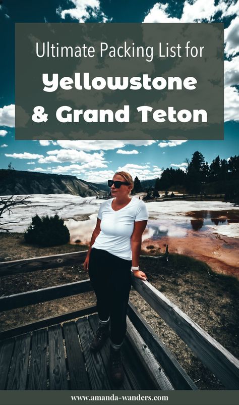 Packing List For National Park Road Trip, Packing List For Yellowstone In September, Yellow Stone National Park Outfits, Yellowstone National Park Outfits, National Park Outfit Ideas, Yellowstone Packing List, Yellowstone Outfit Ideas, Jackson Hole Wyoming Summer, Jackson Hole Summer