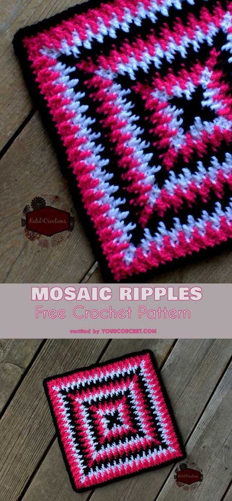 Crochet Granny Square Tutorial, Mosaic Crochet, Crochet For Beginners Blanket, Crochet Square Patterns, Granny Squares Pattern, Crochet Motifs, Granny Square Crochet Pattern, Square Patterns, Crochet Square