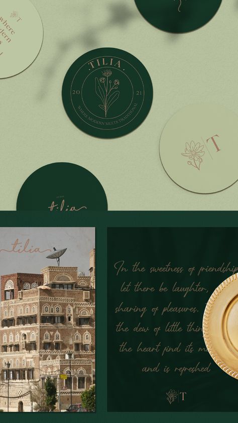 Tilia is a fine-dining Saudi restaurant that provides Yemeni cuisine, named after the Tilia flower in Yemen #RESTAURANT #FOOD #EGYPTIAN #KSA #YEMEN #DESIGN #BRANDING #LOGO #PATTERN #ILLUSTRATION #FANCY #ICON Fine Dining Branding, Fine Dining Logo, Food Egyptian, Saudi Restaurant, Restaurant Details, Type Branding, Indian Restaurant, Food And Beverage, Restaurant Branding