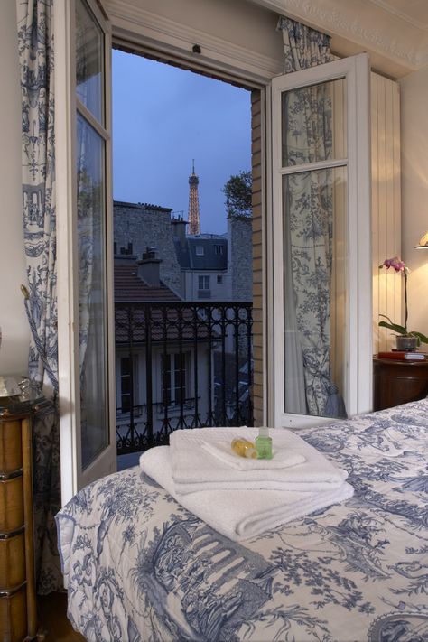 Hotel Gavarni, Paris ~ a charming hotel located in the Passy Neighborhood near the Trocodero and Eiffel Tower Paris Hotel Room, Paris Hotel, Apartment In Paris, Parisian Apartment, Paris Love, Paris Apartments, Bedroom Hotel, Paris Hotels, Through The Window