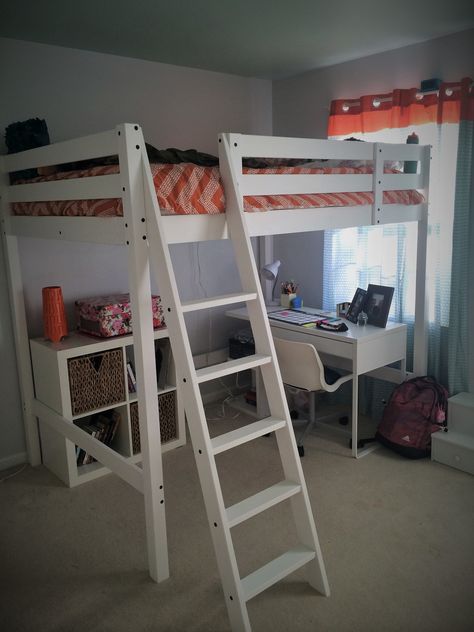 Grey Loft Bed, Loft Ikea Bed, Loft Bed Small Room Ideas, Room Ideas For 10 Year, Loft Bed For Boys Room, Loft Bed Ideas For Small Rooms, Boy Room Ideas, Loft Beds For Teens, Bedroom Ideas For Men