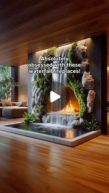 Inspiring Designs on Instagram: "These waterfall fireplaces are everything! 🤯🤯🙏🏼
#waterfall #fireplace #interiordesign  #cozy #aesthetic" Waterfall Fireplace, Fantasy House, Cozy Aesthetic, Fire Table, Fireplace, Dream House, Interior Design, On Instagram, Quick Saves