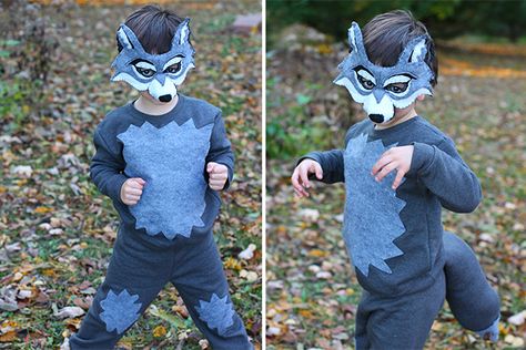 Diy Wolf Costume Kids, Diy Masks For Kids, Diy Wolf Costume, Wolf Costume Diy, Munchkin Costume, Wolf Costume Kids, Halloween Costumes For Big Kids, Family Costumes Diy, Diy Masks