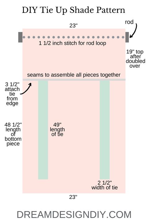 Buying ready made window treatments can be expensive. Make these DIY tie up shades and custom make them to fit any window. These shades are easy to make and forgiving for the beginning sewer, needing only a straight seam. #windowtreatments #tieupshades #diy #sewing #farmhouse #curtains Roll Up Curtains Diy How To Make, Diy Tie Up Curtains, Making Curtains Easy, Diy Tie Up Shade, Roll Up Shades Diy, Tie Up Shades Diy, Diy Roll Up Shade, Diy Shades For Windows, How To Make Tie Up Curtains