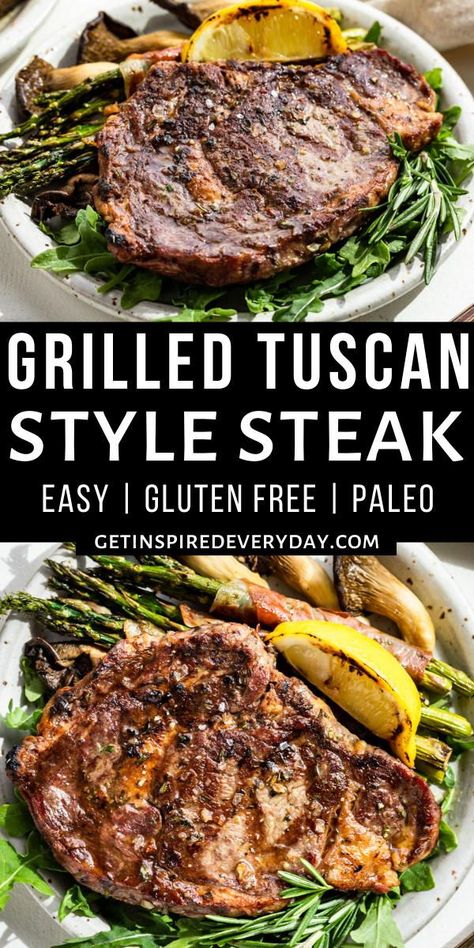 Tuscan Steak Recipe, Tuscan Steak, Steak Sides, Wrapped Asparagus, Whole30 Dinner Recipes, Prosciutto Wrapped, Steak Side Dishes, Grilled Meat Recipes, Whole30 Dinners