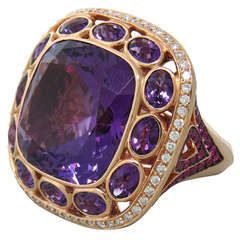 Gold Pink Sapphire Amethyst Diamond Cocktail Ring Cartier Accessories, Amethyst And Diamond Ring, Purple Jewelry, Diamond Cocktail Rings, Discount Jewelry, Amethyst Jewelry, Cheap Jewelry, Gems Jewelry, Gold Jewelry Fashion