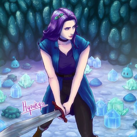 I love this, the artist is so talented and abigail just happens to be my favourite npc in stardew. Abigail Stardew Valley, Stardew Fanart, Stardew Valley Art, Stardew Valley Tips, Stardew Valley Fanart, Aldnoah Zero, Valley Girls, Terraria, Harvest Moon