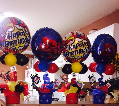 Avengers Centerpieces Ideas, Iron Man Birthday Party, Mens Birthday Party Decorations, Iron Man Party, Spiderman Birthday Party Decorations, 4th Birthday Boys, Iron Man Birthday, Marvel Birthday Party, Marvel Party