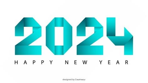 2024-paper-fold-text-happy-new-year-wishes-on-white-background Clean White Background, Independence Day Poster, New Year Text, Cyan Colour, Happy New Year Design, Happy New Year Wishes, Ring In The New Year, New Year Wishes, New Year Card