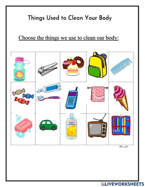 Cleanliness Worksheets For Kids, Personal Hygiene Worksheets, Islamic Activities, Body Preschool, Techie Teacher, Creative Worksheets, Transportation Birthday, Preschool Colors, Worksheets For Kindergarten