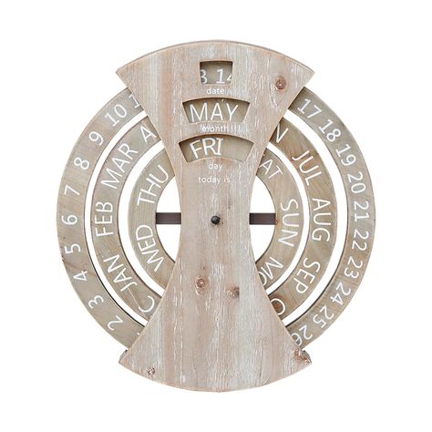 Gracie Oaks Wood Rustic Circular Wall Mounted Spin Perpetual Calendar | Wayfair Weathered Wood Finish, Wood Calendar, Wooden Calendar, Rustic Wood Walls, Wood Rustic, Perpetual Calendar, Farmhouse Rustic, Farmhouse Wall Decor, Rustic Walls