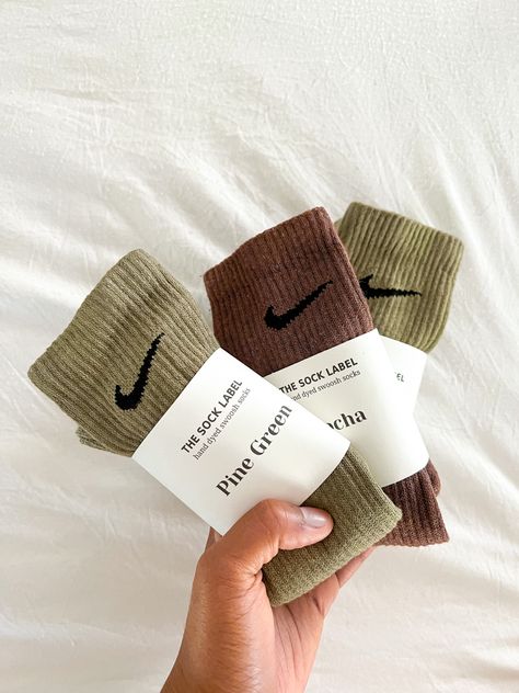 #green #greenaesthetics #brown #brownaesthetic #neutrals #earthtones #earth #nikesocks #etsy #sneakers #outfitinspo #fallfashion Dyed Nike Socks, Reading Vibes, Dyed Socks, Socks Aesthetic, Iphone Wallpaper Preppy, Teen Swag, Cute Nike Outfits, Teen Swag Outfits, Neutral Shoes