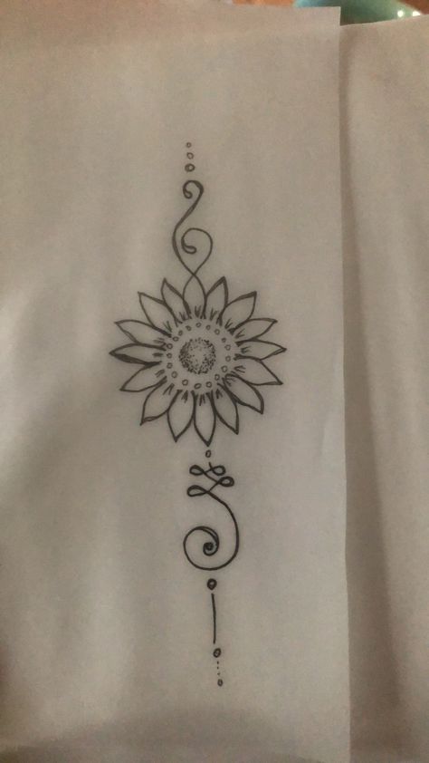 Sunflower Unalome, Sweetest Of The Sunflowers Tattoo, Group Tattoos, First Tattoo Ideas, Tattoo Reference, Infinity Tattoos, Initial Tattoo, The Sweetest Thing, Line Art Tattoos