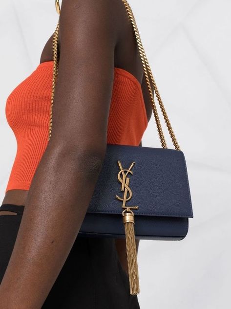 Ysl Kate Tassel Bag, Ysl Kate, Tassel Bag, Ysl Bag, Navy Blue, Fashion Outfits, Shoulder Bag, My Style, Navy