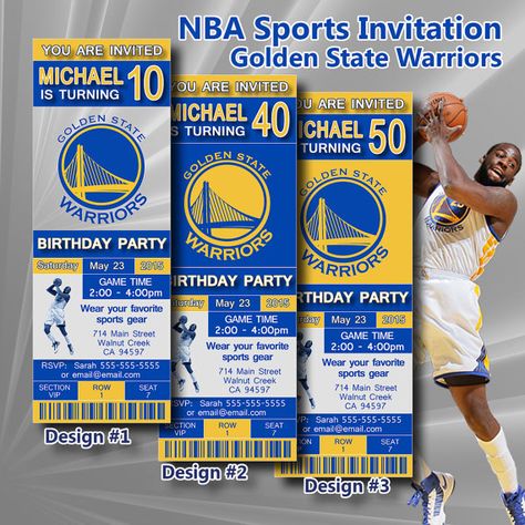 Etsy: Golden State Warriors Birthday Invitation Basketball by DigiSport. Warriors Basketball Party, Warriors Birthday Party, Golden State Warriors Party, Golden State Warriors Birthday, Sport Birthday, Basketball Baby Shower, Basketball Baby, Sports Theme Birthday, Invitations Template