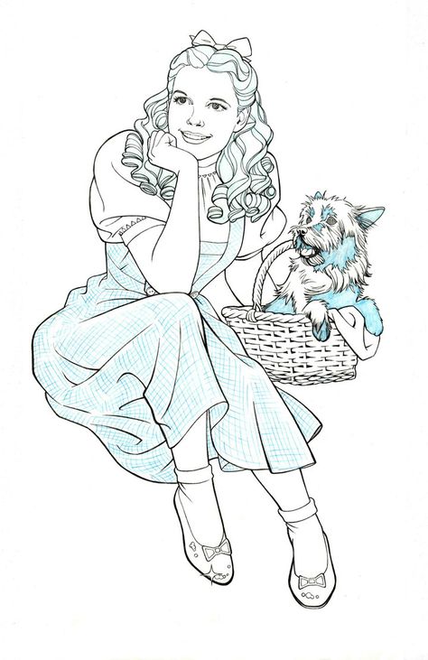 DOROTHY AND TOTO by Jerome-K-Moore on DeviantArt Toto Wizard Of Oz, Wizard Of Oz Color, Wizard Of Oz Pictures, Dorothy And Toto, Oz Tattoo, Wizard Of Oz Characters, Dorothy Wizard Of Oz, Easy Disney Drawings, Product Art