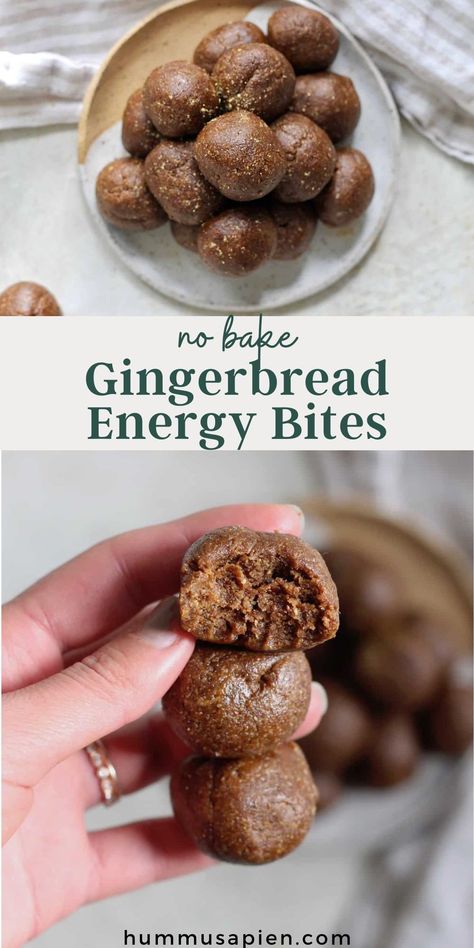 Energy Bites No Bake, No Bake Bites, Gluten Free No Bake, Healthy Gingerbread, Vegan Energy Balls, Energy Bites Healthy, Yummy Kitchen, Gingerbread Cookie Dough, Energy Balls Healthy