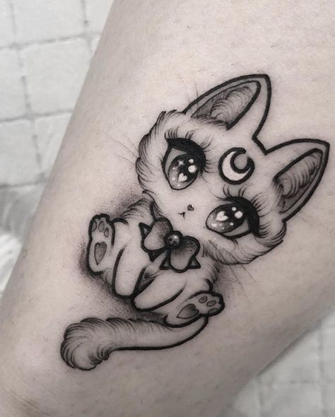 Minimalist Cat Tattoo, Sharpie Tattoos, Scary Tattoos, Kawaii Tattoo, Cat Tattoo Designs, Sketch Tattoo Design, 3d Tattoo, Classic Tattoo, Simplistic Tattoos