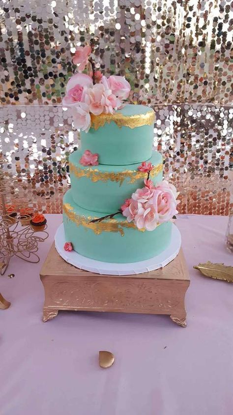 Turquoise And Pink Birthday Decorations, Teal And Coral Birthday Party Ideas, Aqua And Gold Party Decorations, Mint Green And Pink Party Decorations, Pink And Mint Party Decorations, 15th Birthday Decorations, 40th Birthday Themes, Mint Baby Shower, Aqua Blue Wedding