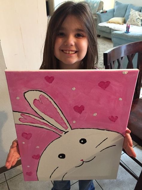 Easter Bunny Painting, Kids Painting Party, Kids Canvas Painting, Easter Paintings, Easter Preschool, Bunny Painting, Kids Painting, Diy Ostern, Kids Canvas