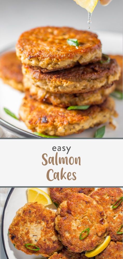 Crispy edged keto salmon cakes without the need for pork rinds or almond flour to hold them together. Super easy dinner recipe to make using canned salmon. These gluten free salmon patties are fried with an air fryer option as well. Canned Salmon Recipes Gluten Free, Air Fryer Salmon Cakes With Canned Salmon, Gluten Free Salmon Patties, Keto Salmon Patties, Canned Pork Recipes Dinners, Canned Salmon Cakes, Easy Salmon Cakes, Canned Salmon Patties, Quick Keto Meals