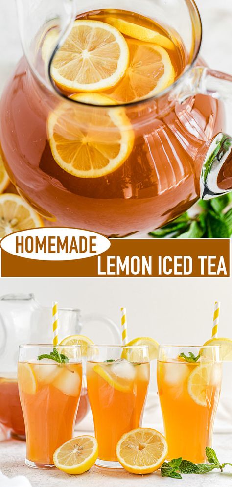 Homemade Lemon Iced Tea, Easy Ice Tea Recipe, Lemon Ice Tea Recipe Homemade, How To Make Iced Tea, Ice Tea Recipe Homemade, Tropical Punch Recipe, Home Made Ice Tea, Lemon Tea Recipe, Homemade Ice Tea