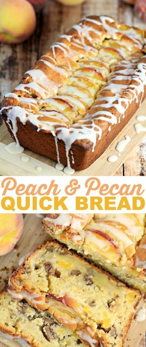 Peach Loaf, Savory Breakfast Bread, Pecan Quick Bread, Peach Strudel, Peach Quick Bread, Fruity Breakfast, Chickpea Meatballs, Peach Bread, Breakfast Bread Recipes