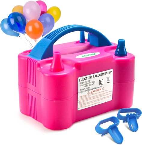 Electric Air Balloon Pump, AGPTEK 110V 600W Rose Red Portable Dual Nozzle Inflator/Blower for Party Decoration Electric Balloon Pump, Balloon Inflator, Childrens Party Decorations, Blowing Up Balloons, Shower Stuff, Amazon Baby, Big Balloons, Balloon Pump, Balloon Columns